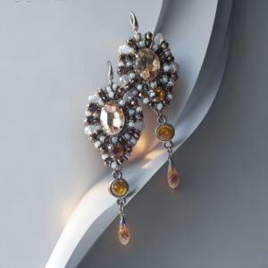 auskarai su kristalais gelsvi