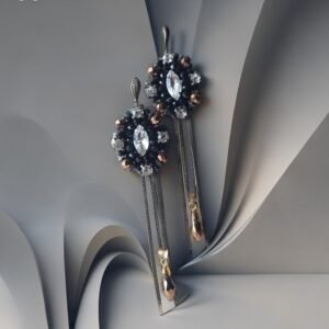 auskarai su kristalais balt ilgi