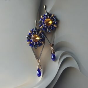 Auskarai su stiklo kristalais