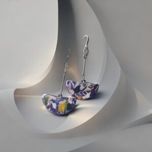 auskarai molio ilgas fioletinis 5 CM