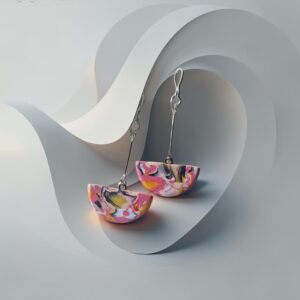 auskarai molio ilgas rozinis 5 CM