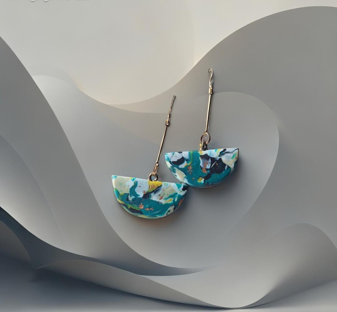 auskarai molio ilgas zalsvas 5 CM