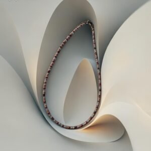 trumpas kaklo pakabukas biseris rozinis 36 CM