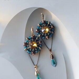 auskarai su kristalais zalias