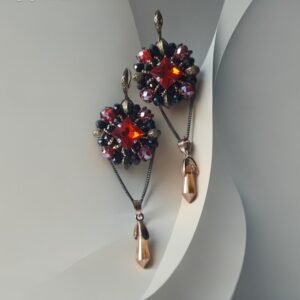 auskarai su kristalais oranziniai