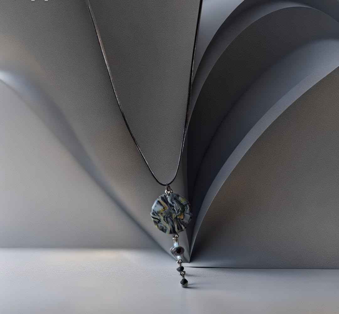 Polimerinio molio apvalus pakabukas